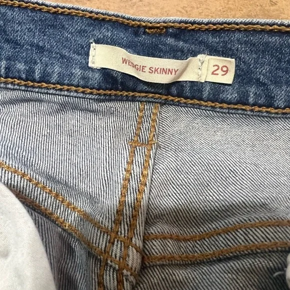Levi’s 29 Wedgie Skinny Fit Cropped Denim Jeans High Rise Button Front - Picture 7 of 9